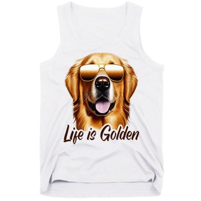 Life is Golden Funny Golden Retriever Cute Dog Good Pet Life Tank Top