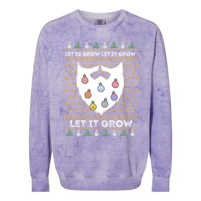 Let It Grow Hairy Christmas Beard Pun Let It Snow Funny Xmas Cool Gift Colorblast Crewneck Sweatshirt