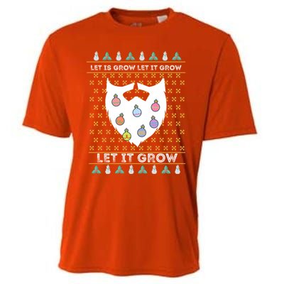 Let It Grow Hairy Christmas Beard Pun Let It Snow Funny Xmas Cool Gift Cooling Performance Crew T-Shirt