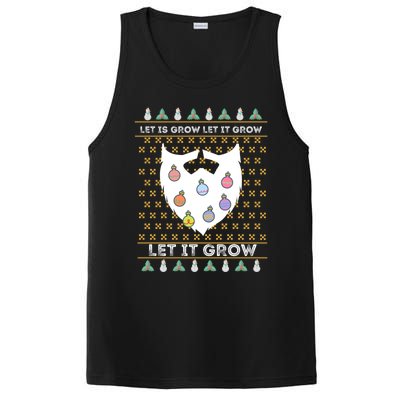 Let It Grow Hairy Christmas Beard Pun Let It Snow Funny Xmas Cool Gift PosiCharge Competitor Tank