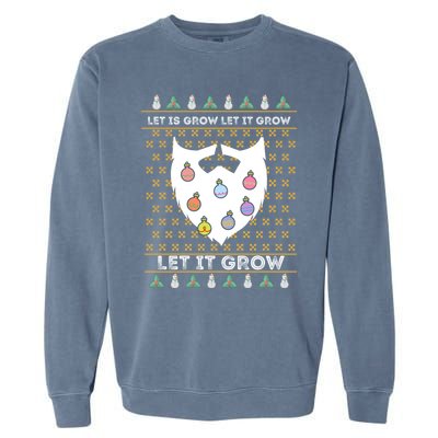 Let It Grow Hairy Christmas Beard Pun Let It Snow Funny Xmas Cool Gift Garment-Dyed Sweatshirt