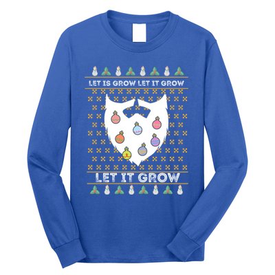 Let It Grow Hairy Christmas Beard Pun Let It Snow Funny Xmas Cool Gift Long Sleeve Shirt