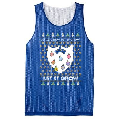 Let It Grow Hairy Christmas Beard Pun Let It Snow Funny Xmas Cool Gift Mesh Reversible Basketball Jersey Tank