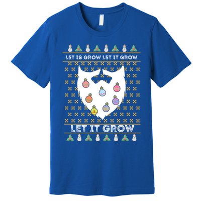 Let It Grow Hairy Christmas Beard Pun Let It Snow Funny Xmas Cool Gift Premium T-Shirt