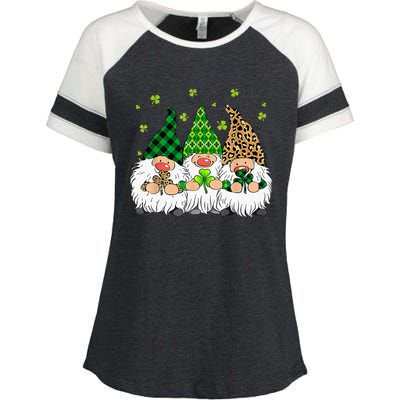 Leprechaun Irish Gnomes Leopard Plaid St Patricks Day Enza Ladies Jersey Colorblock Tee