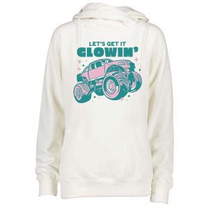 Let It Glowin Monster Truck Womens Funnel Neck Pullover Hood