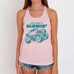 Let It Glowin Monster Truck Women's Knotted Racerback Tank