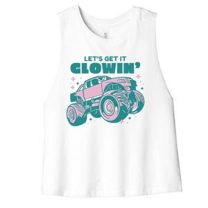 Let It Glowin Monster Truck Women's Racerback Cropped Tank