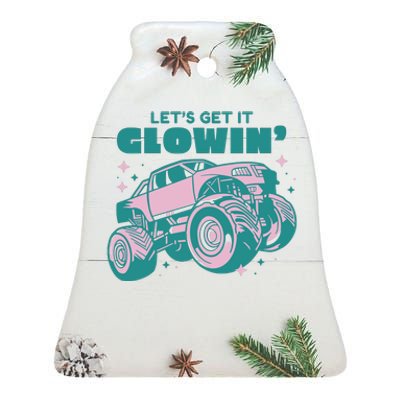 Let It Glowin Monster Truck Ceramic Bell Ornament