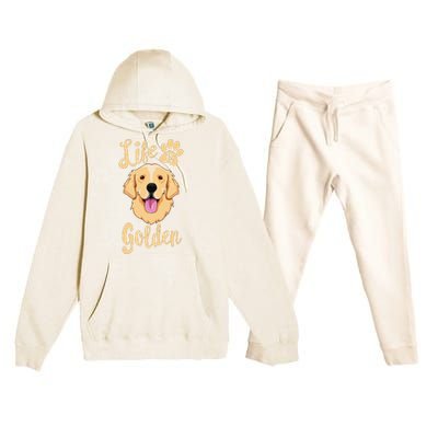 Life Is Golden Retriever  Dog Owner Gift Premium Hooded Sweatsuit Set