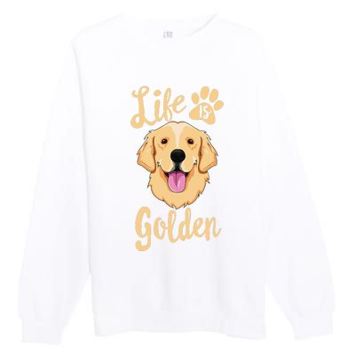 Life Is Golden Retriever  Dog Owner Gift Premium Crewneck Sweatshirt