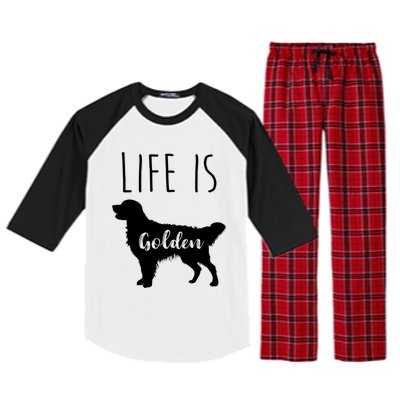 Life Is Golden Golden Retriever Cute Gift Raglan Sleeve Pajama Set