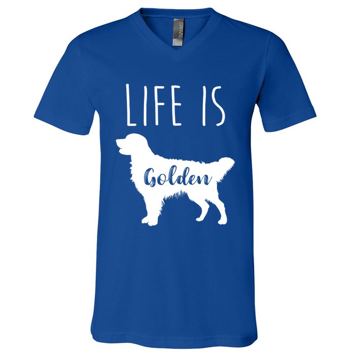 Life Is Golden Golden Retriever Cute Gift V-Neck T-Shirt