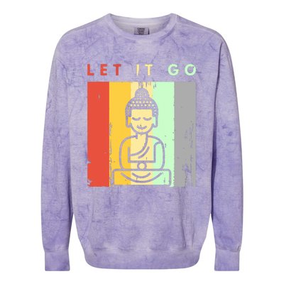 Let It Go Buddha Meditation Yoga Hoodie In Retro Look Colorblast Crewneck Sweatshirt