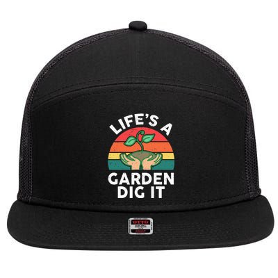 Life Is Garden Dig It Funny Gardening 7 Panel Mesh Trucker Snapback Hat