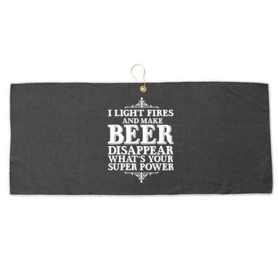 Light Fires And Make Beer Disappear  Large Microfiber Waffle Golf Towel