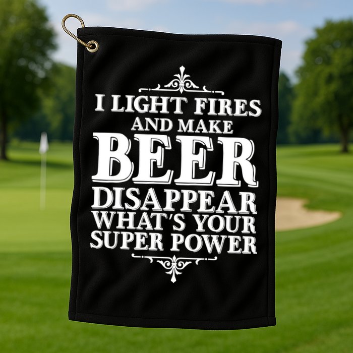 Light Fires And Make Beer Disappear  Golf Towel