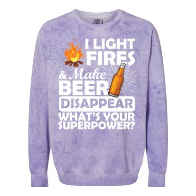 Light Fires Make Beer Disappear Superpower  Colorblast Crewneck Sweatshirt