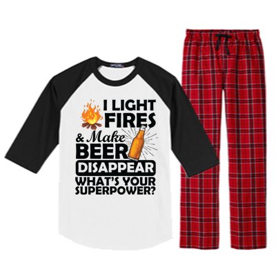 Light Fires Make Beer Disappear Superpower  Raglan Sleeve Pajama Set