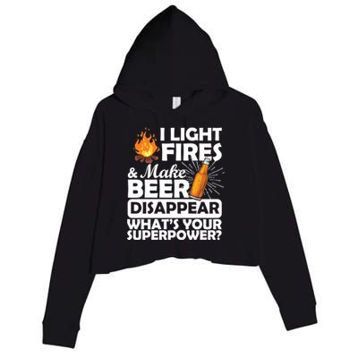 Light Fires Make Beer Disappear Superpower  Crop Fleece Hoodie