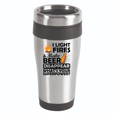 Light Fires Make Beer Disappear Superpower  16oz Travel Tumbler