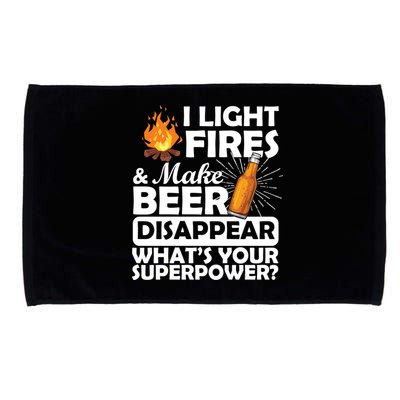 Light Fires Make Beer Disappear Superpower  Microfiber Hand Towel