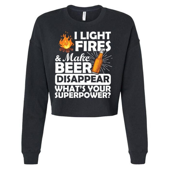 Light Fires Make Beer Disappear Superpower  Cropped Pullover Crew