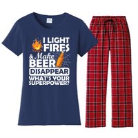 Light Fires Make Beer Disappear Superpower  Women's Flannel Pajama Set