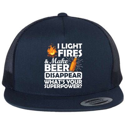 Light Fires Make Beer Disappear Superpower  Flat Bill Trucker Hat