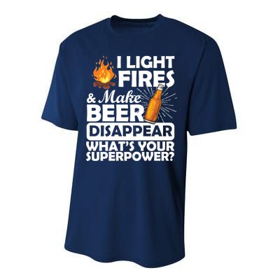 Light Fires Make Beer Disappear Superpower  Performance Sprint T-Shirt