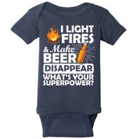 Light Fires Make Beer Disappear Superpower  Baby Bodysuit