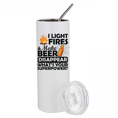 Light Fires Make Beer Disappear Superpower  Stainless Steel Tumbler