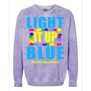 Light It Up Blue Autism Awareness Puzzle Pieces Colorblast Crewneck Sweatshirt