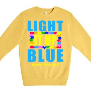 Light It Up Blue Autism Awareness Puzzle Pieces Premium Crewneck Sweatshirt