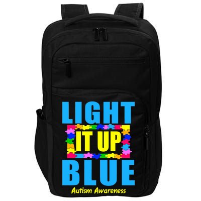 Light It Up Blue Autism Awareness Puzzle Pieces Impact Tech Backpack