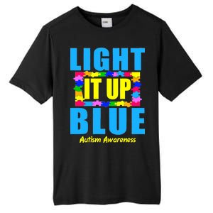 Light It Up Blue Autism Awareness Puzzle Pieces Tall Fusion ChromaSoft Performance T-Shirt