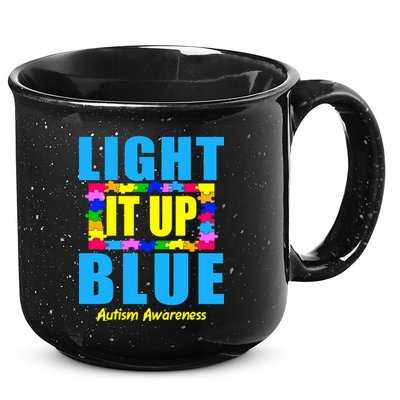 Light It Up Blue Autism Awareness Puzzle Pieces 15oz Campfire Ceramic Mug