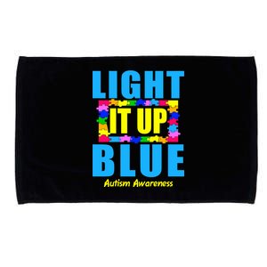 Light It Up Blue Autism Awareness Puzzle Pieces Microfiber Hand Towel