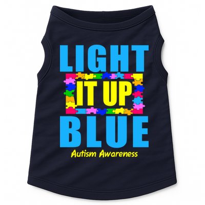 Light It Up Blue Autism Awareness Puzzle Pieces Doggie Tank