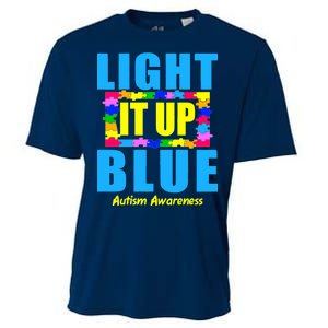 Light It Up Blue Autism Awareness Puzzle Pieces Cooling Performance Crew T-Shirt