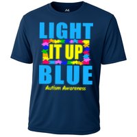Light It Up Blue Autism Awareness Puzzle Pieces Performance Shirt