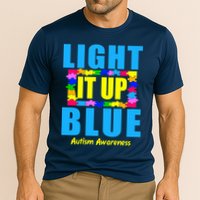 Light It Up Blue Autism Awareness Puzzle Pieces Performance Shirt