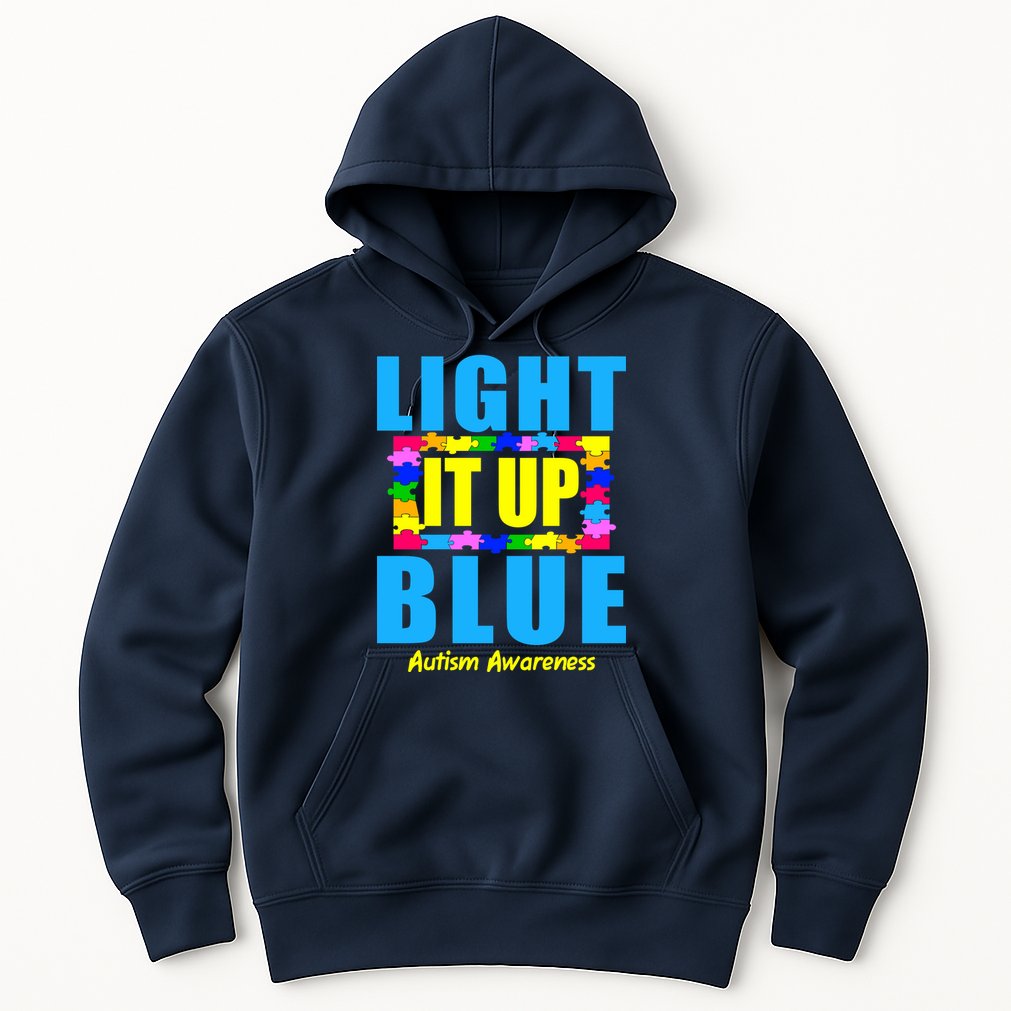 Light It Up Blue Autism Awareness Puzzle Pieces Hoodie