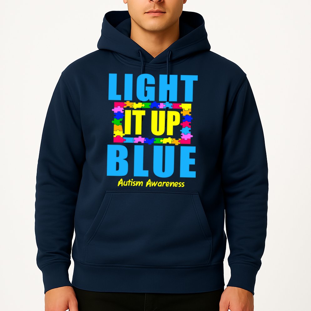Light It Up Blue Autism Awareness Puzzle Pieces Hoodie