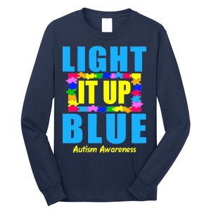 Light It Up Blue Autism Awareness Puzzle Pieces Long Sleeve Shirt