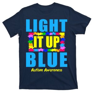 Light It Up Blue Autism Awareness Puzzle Pieces T-Shirt