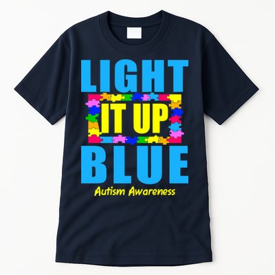 Light It Up Blue Autism Awareness Puzzle Pieces Tall T-Shirt
