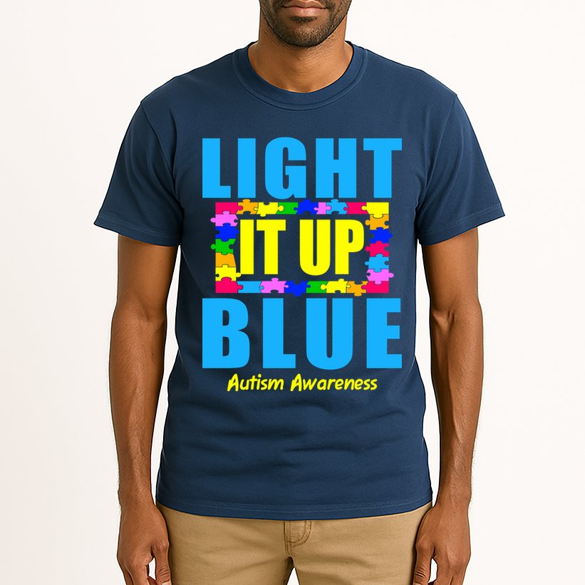 Light It Up Blue Autism Awareness Puzzle Pieces Tall T-Shirt