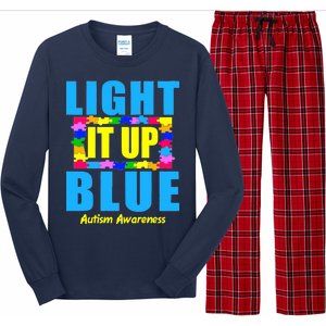 Light It Up Blue Autism Awareness Puzzle Pieces Long Sleeve Pajama Set