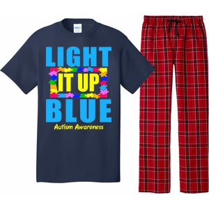 Light It Up Blue Autism Awareness Puzzle Pieces Pajama Set